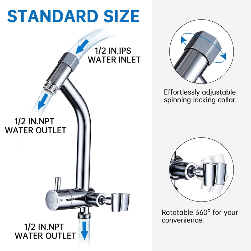 [Australia - AusPower] - G-Promise All Metal Shower Diverter with Low Handheld Holder, 3-Way Diverter Valve with Pause Mode for Handheld and Fixed Shower Head âˆ£4-Settings Universal Shower System Replacement Part(Chrome) Polished Chrome 