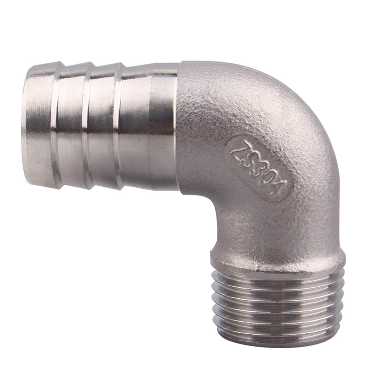 [Australia - AusPower] - DERNORD 3/4" Hose Barb x 1/2" Male NPT Stainless Steel 90 Degree Elbow- Home Brew Pipe Fitting 