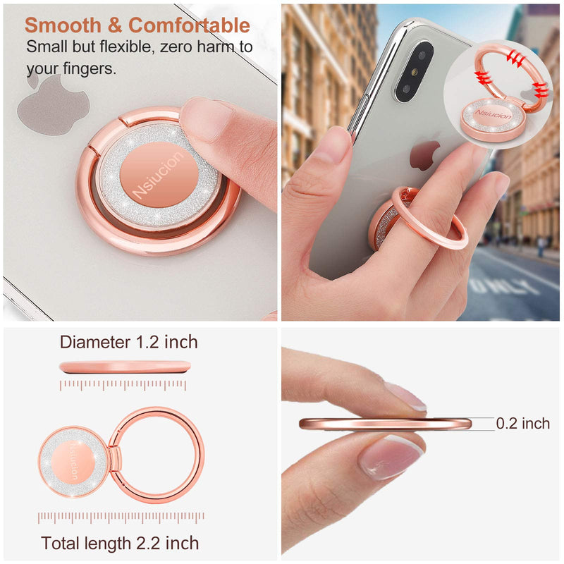 [Australia - AusPower] - Nsiucion Cell Phone Ring Holder Stand, Bling Finger Kickstand, 360 Degree Rotation Metal Ring Grip Holder for Magnetic Car Mount Compatible with All Phones (Rose Gold) Rose Gold 