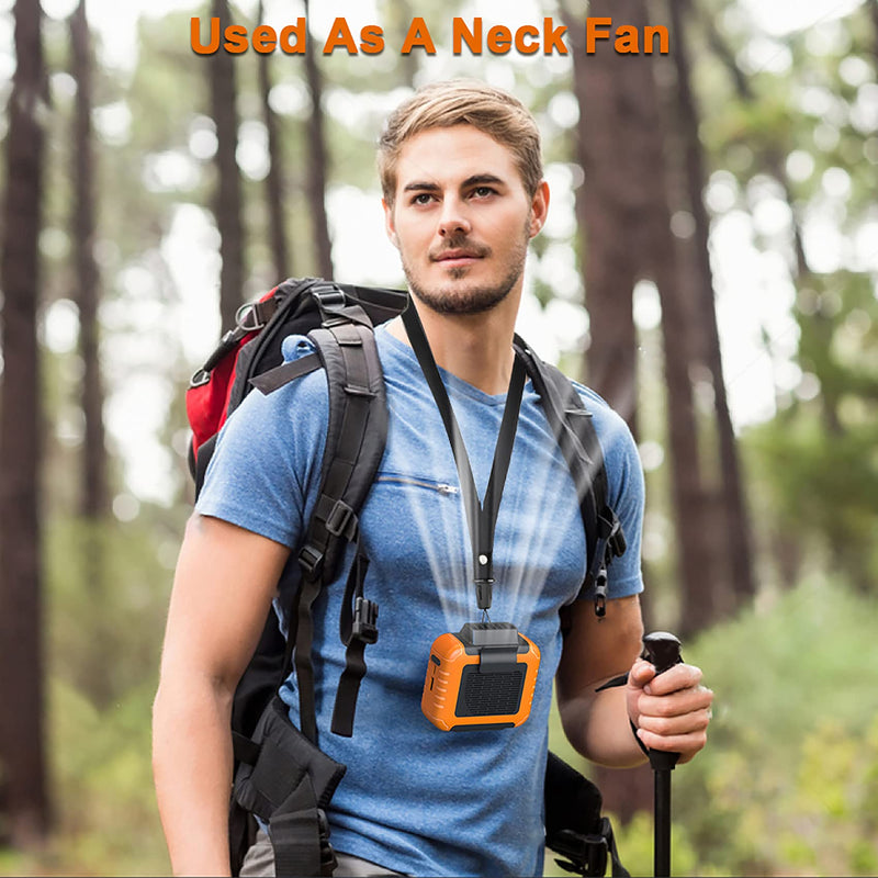 [Australia - AusPower] - Yeedie 3-in-1 Portable Waist Clip Fan, 6000mAh Personal Rechargeable Neck Fan up to 16H, Strong Airflow, 3 Speed, Hand Free Battery Operated Belt & Necklace Fan for Working Hiking Fishing orange 