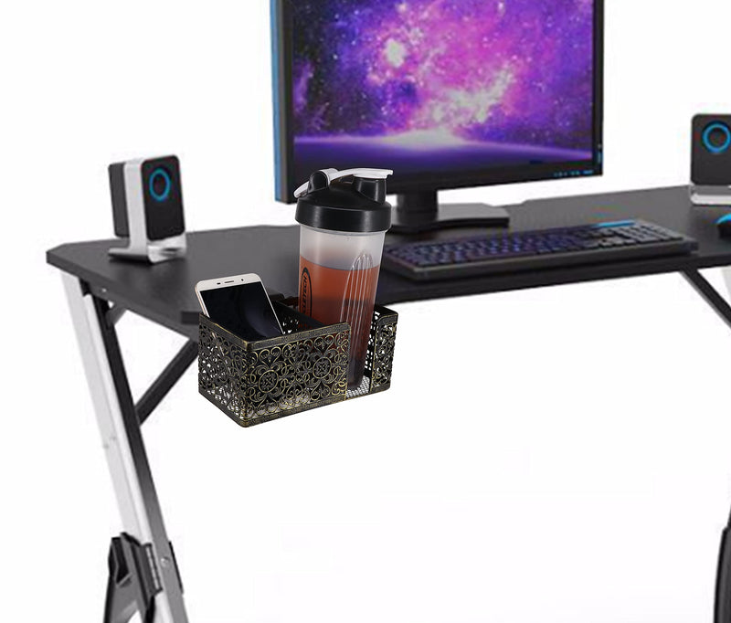 [Australia - AusPower] - Aurynns Desk cup holder,Clip on cup holder, to store beverags stationery and mobile phone(black + gold) black + gold 