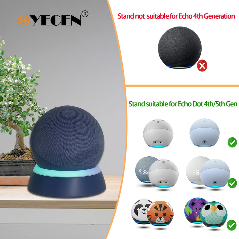 [Australia - AusPower] - Table Stand for Echo Dot 5th Generation - C YECEN Desktop Holder Mount for Echo Dot 5th & 4th Gen, Base Bracket with Light Guide and with Built-in Cable Management,Deep Sea Blue 