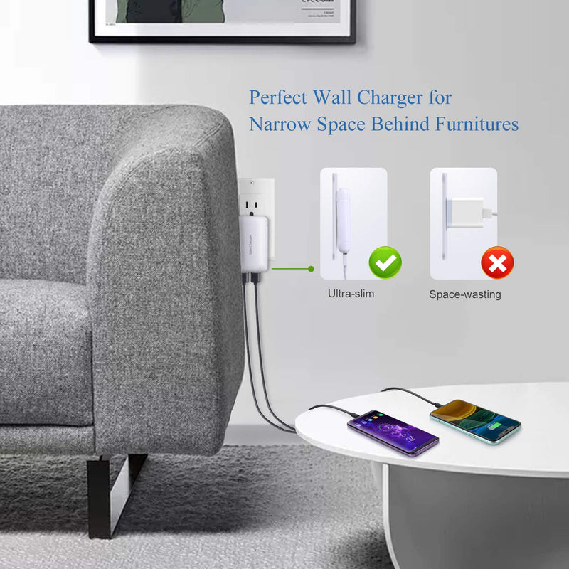 [Australia - AusPower] - USB Charger Plug, Excgood Ultra Thin USB Wall Charger Smart Wall Plug Compatible with iPhone 11 Pro Max/Xr/Xs/X, Galaxy S10/9/8, Pixel and More Smartphones and Tablets, 2-Pack,White White 