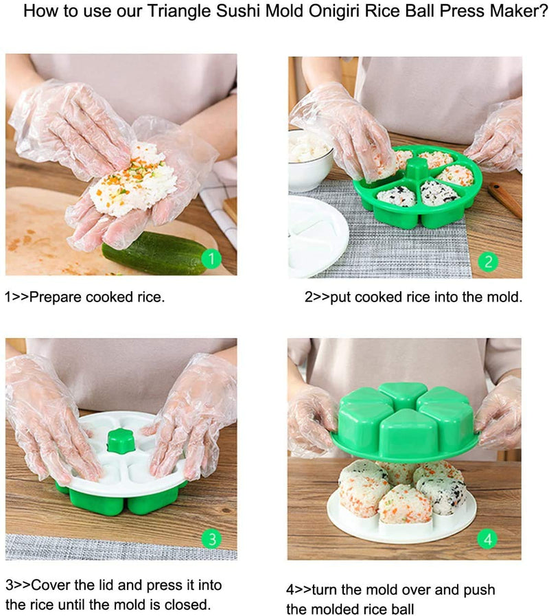 [Australia - AusPower] - Sunormi 6 Cavity Triangle Sushi Mold Onigiri Rice Ball Press Maker Non-stick Sushi Maker Tools For Seaweed Cilantro Rice Balls 