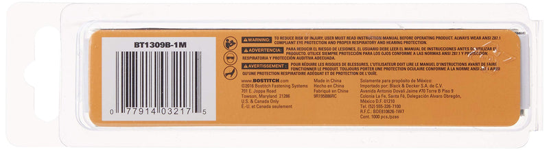 [Australia - AusPower] - BOSTITCH 18 Gauge Brad Nails, 1-Inch, 1000 per Box (BT1309B-1M) 