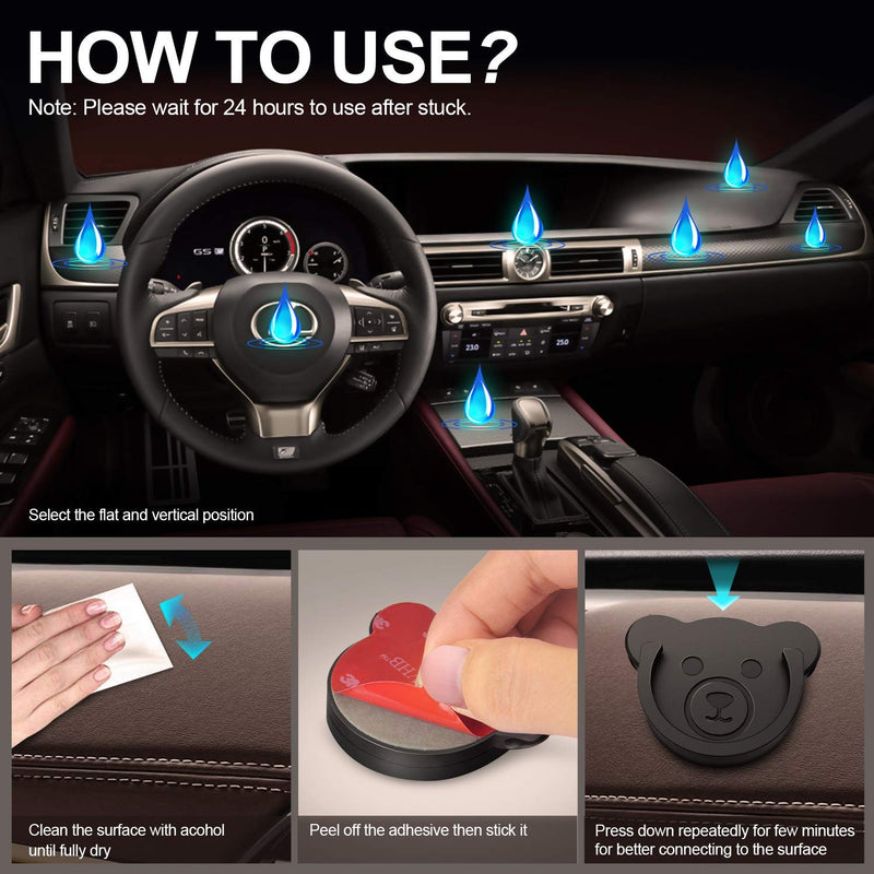 [Australia - AusPower] - Socket Car Mount for Phone Holder Cute Bear Style Silicone Grip Stand with Phone line Clasp for Collapsible Socket User Used on Dashboard, Home, Office, Kitchen, Desk, Wall (Black) 3 Pack Black 