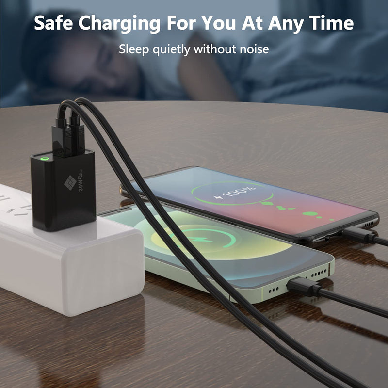 [Australia - AusPower] - 30W Fast USB C Charger, Foldable 2-Port PD Type c Charger, HonShoop USB C Charger Block Compatible for iPhone 12/12 Mini / 12 Pro / 12 Pro Max / 11 / X/XR/XS, iPad Pro, Pixel, Galaxy, and More Black-white logo 