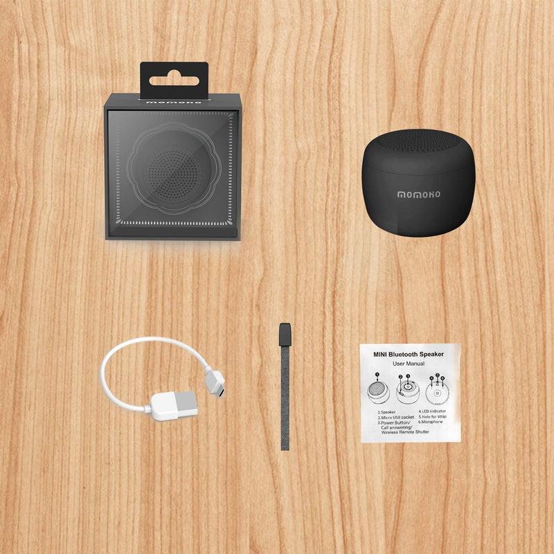 [Australia - AusPower] - Momoho Portable Bluetooth Speaker, 3 Watt Bluetooth 5.0 Version Perfect Speaker for Party, Indoor and Outdoor Activity (Black) Black 