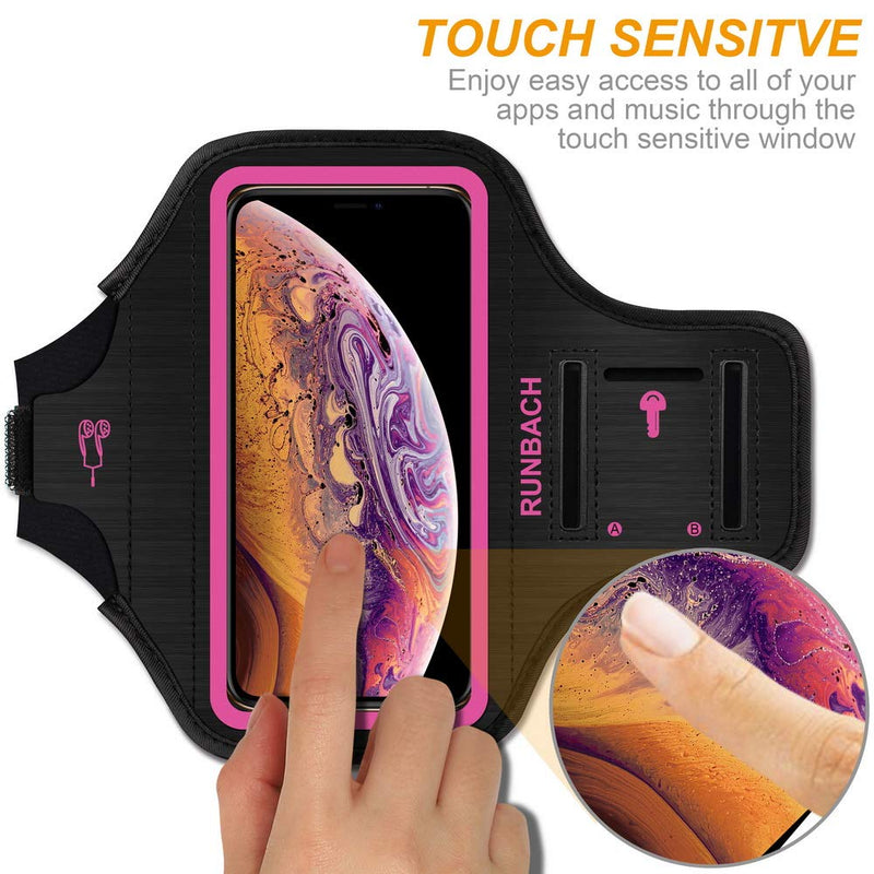 [Australia - AusPower] - RUNBACH Armband for iPhone 13/13 Pro/12/12 Pro/11/XR,Sweatproof Running Exercise Bag with Card Slot for iPhone 13,13 Pro,12,12 Pro,iPhone 11,iPhone XR(Pink) Pink 