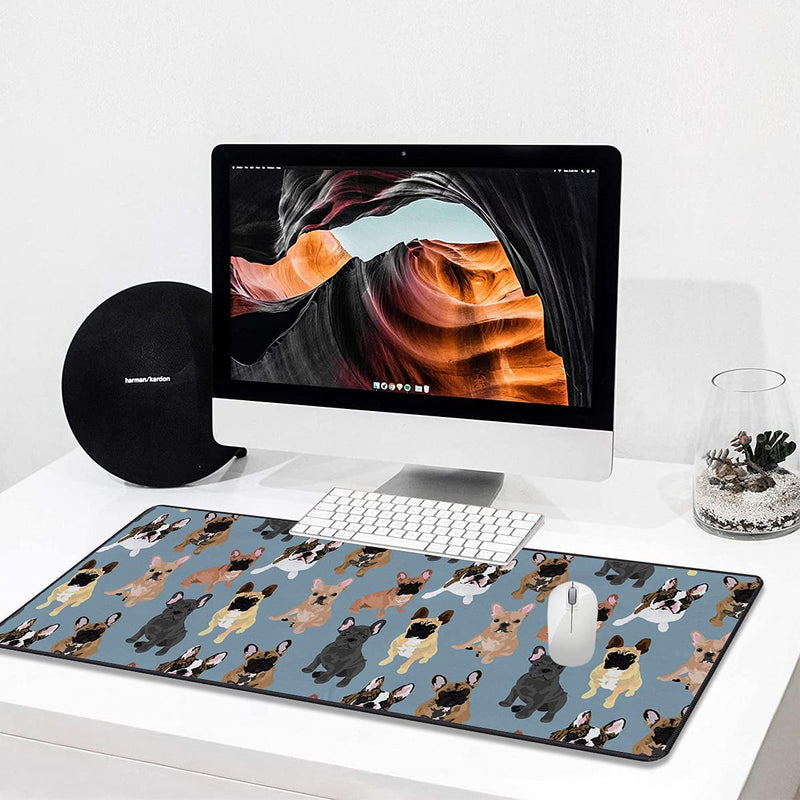 [Australia - AusPower] - Gorzzt Extended Large Gaming Mouse Pad and Coaster with Stitched Edge 31.5x11.8 inch Non-Slip Rubber Base Mouse Pad, Suitable for OfficeHome Desk Mat-French Bulldogs Doormat Home GO-Mouse1-C 004 