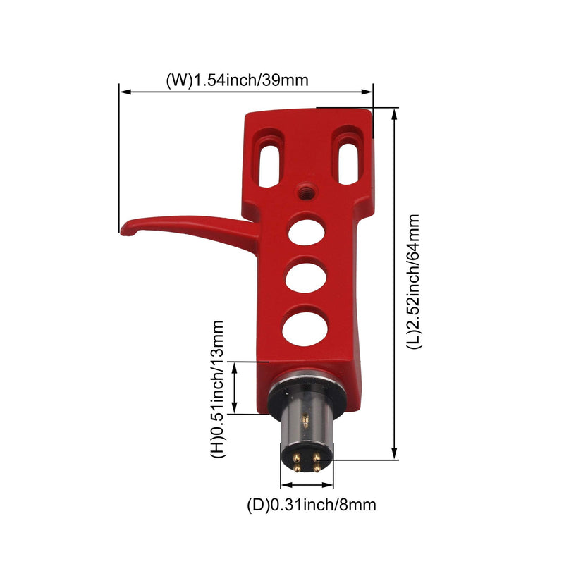[Australia - AusPower] - Mxfans Red Record Player Phonograph Cartridge Head Shell H-4 Headshell with 4 Wires 