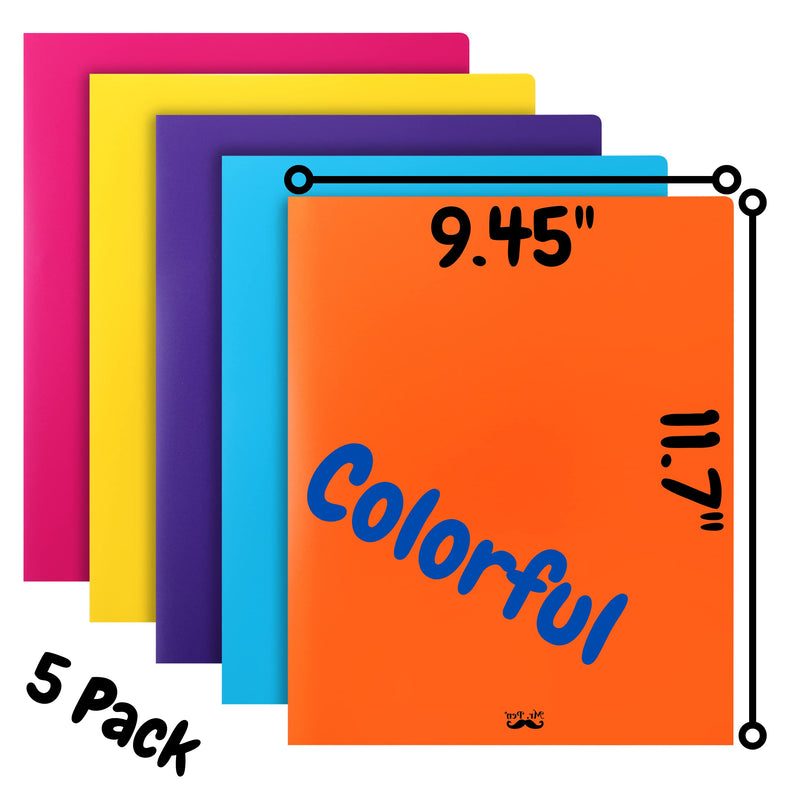 [Australia - AusPower] - Mr. Pen- Plastic Folders with Pockets, 5 pcs, Assorted Colors, Folders with Pockets, Heavy Duty Plastic Two Pocket Folders, Pocket Folders, Folders, 2 Pocket Plastic Folders, File Folders with Pockets 