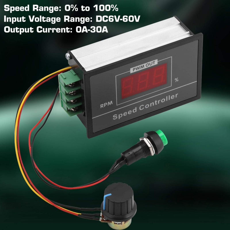 [Australia - AusPower] - DC Motor Speed Controller, PWM DC Motor Speed Controller Switch, 6-60V 12V 24V 36V 48V 30A PWM DC Motor Speed Controller Start Stop Switch 