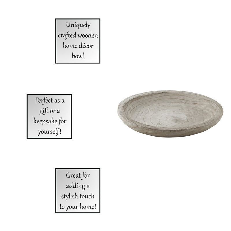 [Australia - AusPower] - Creative Brands Table Sugar Hand Carved Paulownia Wood Serving Bowl, Large, Grey 