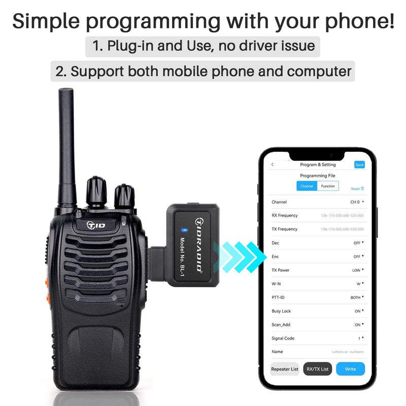 [Australia - AusPower] - TIDRADIO TD-V2 Walkie Talkies for Adults Long Range, Rechargeable Two Way Radio Earpiece with MIC,16 Channels Handheld Walkie Walkie with Secure Service Function(2 Pack) 