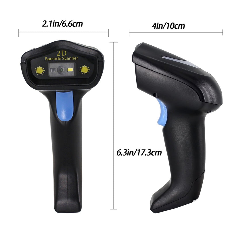 [Australia - AusPower] - 2D Wireless Barcode Scanner,Symcode 2.4G CCD Bar Code Reader with Long Transfer Distance for Mobile Payment MJ-4000-B 