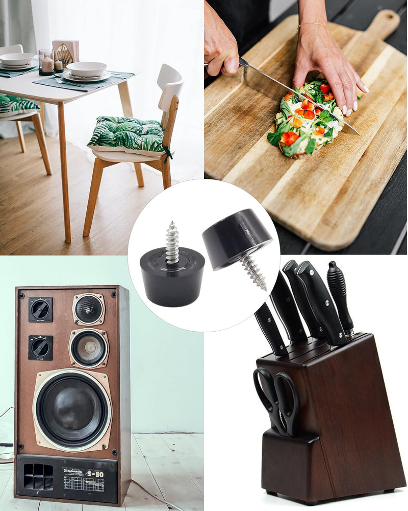[Australia - AusPower] - 200 Pieces Rubber Feet for Cutting Board - Soft Cutting Board Feet Non Slip with 304 Stainless Steel Screws, Non Marking Small Rubber Feeteet for Furniture, Electronics Cabinet Feet (0.6" W x 0.31" H) 
