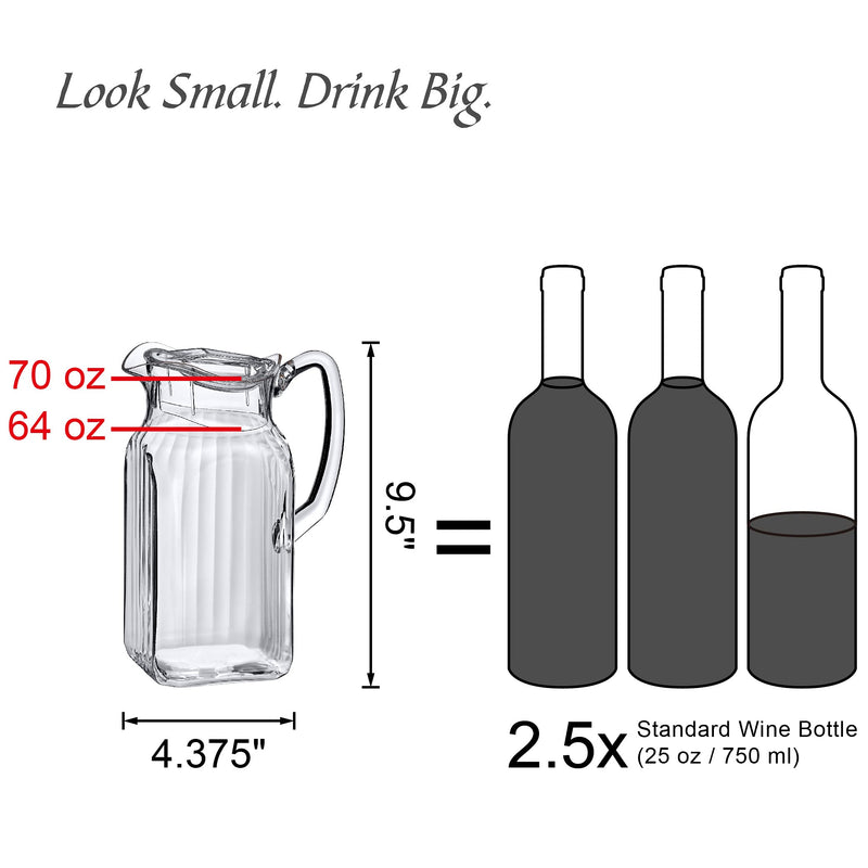 [Australia - AusPower] - Amazing Abby - Quadly Bandly - Acrylic Pitcher (64 oz), Clear Plastic Water Pitcher with Lid, BPA-Free and Shatter-Proof, Great for Iced Tea, Sangria, Lemonade, Juice, and More Quadly Bandly (64 oz) 
