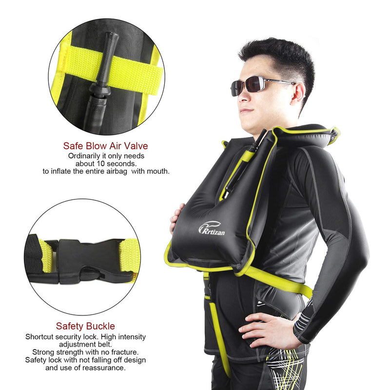 [Australia - AusPower] - Rrtizan Snorkel Vest, Adults Portable Inflatable Swim Vest Jackets for Snorkeling Swimming Diving Safety Black one_size 