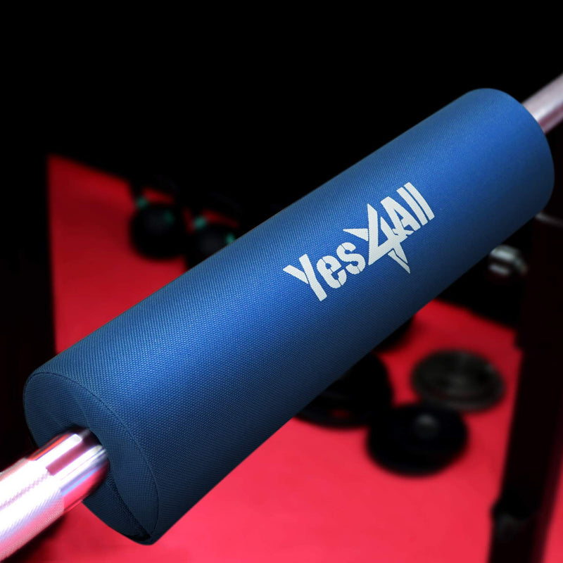 [Australia - AusPower] - Yes4All Barbell Foam Nylon Bar Pad/PVC Bar Pad - 16 inches neck and shoulder protective Barbell Pad for Squats, Lunges & Hip Thrust - Fits 1” Standard and 2” Olympic Bars C. Blue Nylon 