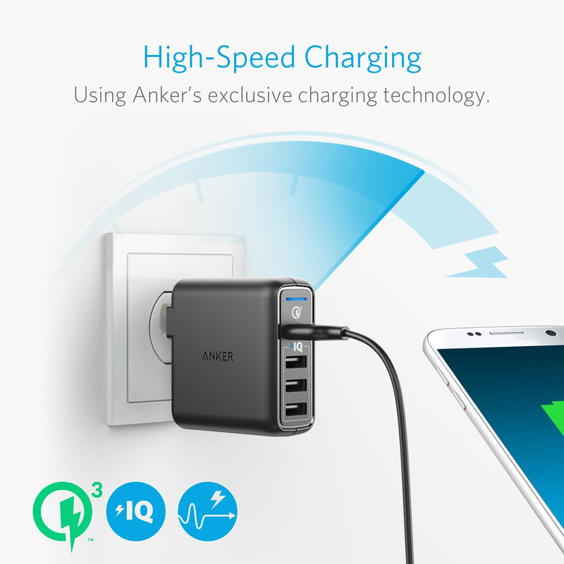 [Australia - AusPower] - Anker Quick Charge 3.0 43.5W 4-Port USB Wall Charger, PowerPort Speed 4 for Galaxy S7/S6/edge/edge+, Note 4/5, LG G4/G5, HTC One M8/M9/A9, Nexus 6, with PowerIQ for iPhone 7, iPad, and More 