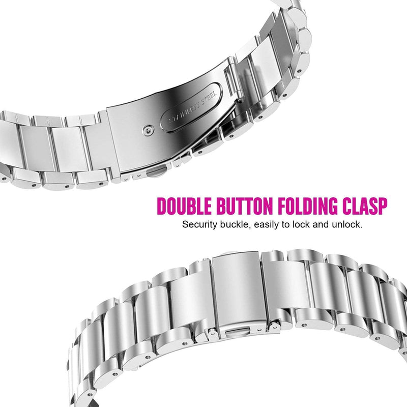 [Australia - AusPower] - Compatible with Garmin Venu Sq Bands, YOUkei Stainless Steel Metal Replacement Strap Bracelet Compatible with Garmin Venu Sq Smartwatch/Venu 2 Plus Smartwatch 2022 (Silver) Silver 