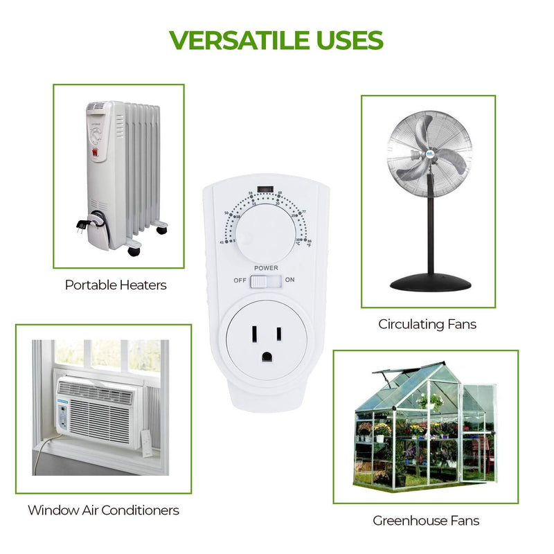[Australia - AusPower] - EconoHome Adjustable Thermostat - Universal Plugin Heating & Cooling Thermostat - Compatible with Most EconoHome Wall Mount Space Heaters 