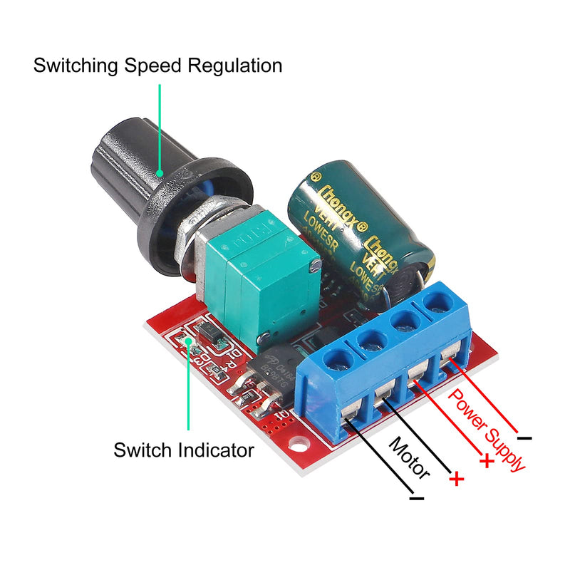 [Australia - AusPower] - UMLIFE 10 pcs DC Motor PWM Speed Controller 3V 6V 12V 24V 35V Speed Control Switch Mini LED Dimmer 5A 90W 