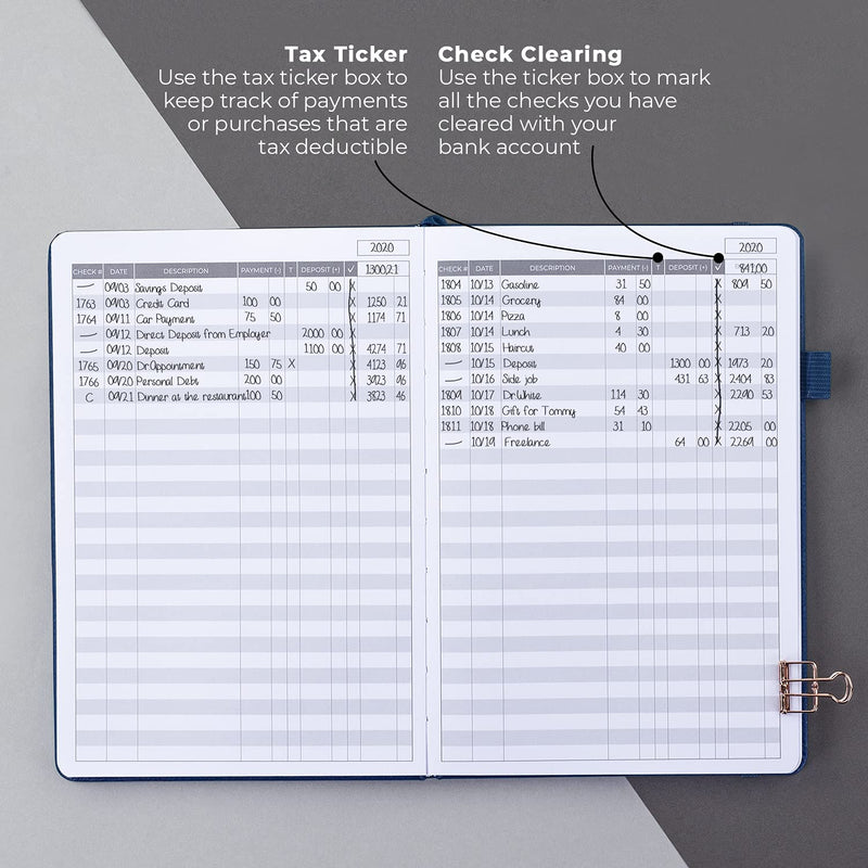 [Australia - AusPower] - Clever Fox Check Register – Deluxe Checkbook Log with Check & Transaction Registers, Bank Account Register Booklets for Personal and Work Use, A5 Hardcover - Mystic Blue A5 (5.8'' x 8.3'') 
