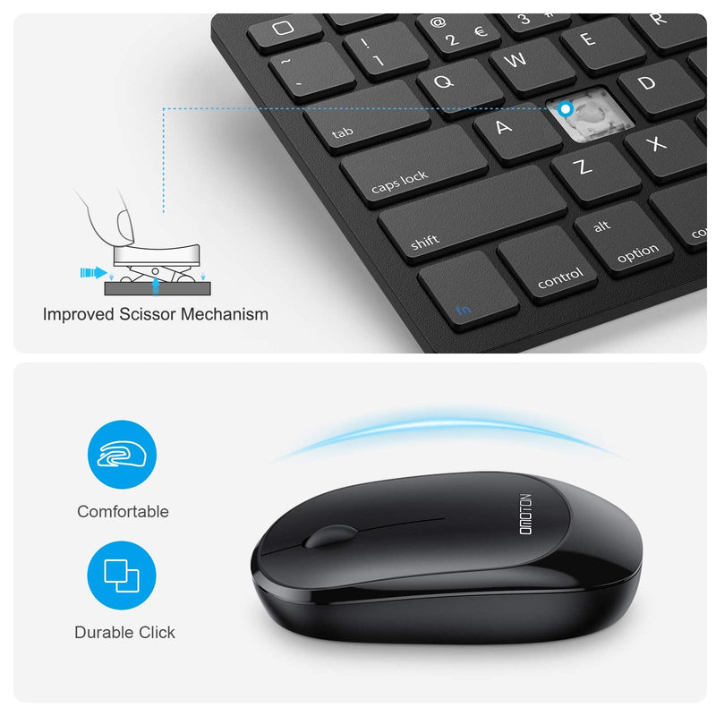 [Australia - AusPower] - OMOTON Bluetooth Keyboard and Mouse Combo, Wireless Keyboard Mouse for iPad Pro 12.9/11, iPad 9th/8th/7th Gen, iPad Air 4, All iPad (iPadOS 13 and Above), and Other Bluetooth Enabled Devices (Black) Black 
