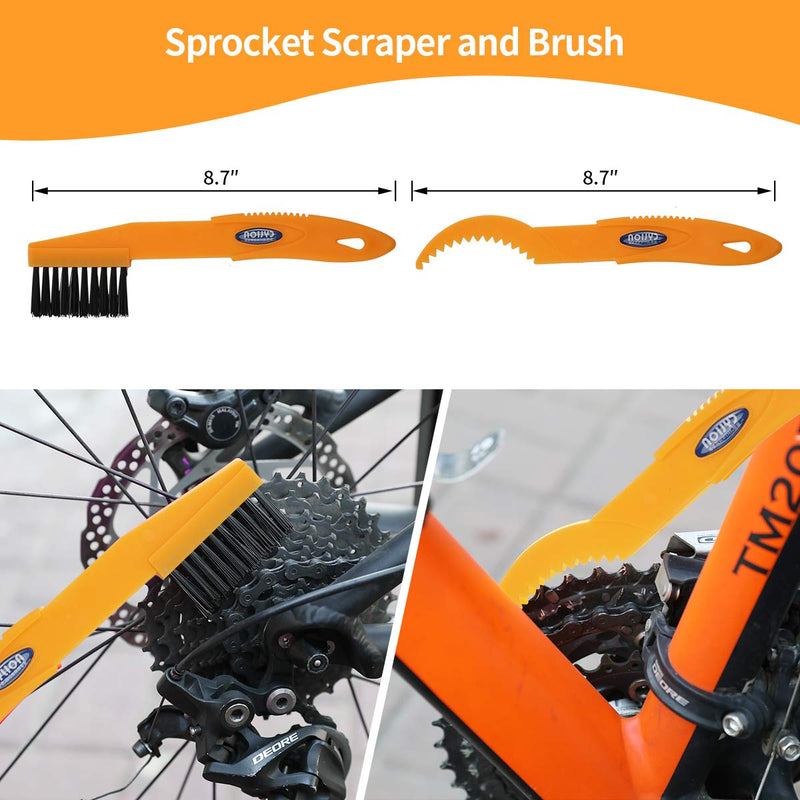 [Australia - AusPower] - Anndason 8 Pieces Precision Bicycle Cleaning Brush Tool Including Bike Chain Scrubber, suitable for Mountain, Road, City, Hybrid ,BMX Bike and Folding Bike 