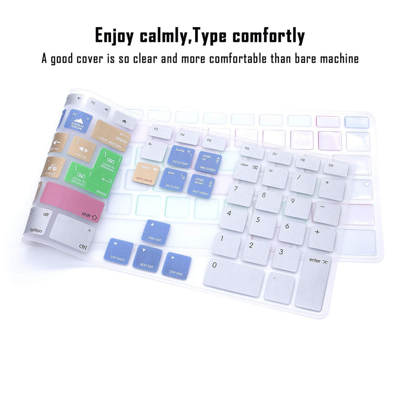 [Australia - AusPower] - MMDW English Silicone Premiere Pro CC Shortcuts Hotkey Keyboard Cover Skin for iMac G6 MB110LL/B MB110LL/A A1243 Keyboard with Numeric Keypad NumberPad(US and EU Version) 