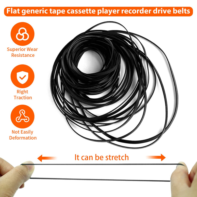 [Australia - AusPower] - 100 Pcs Recorder Rubber Belts - Cassette Recorder Repair Maintenance Mix Flat Cassette Tape Machine Rubber Belts 40-135 MM, 50 PCs 2 MM Width and 50 PCs 3 MM Width 
