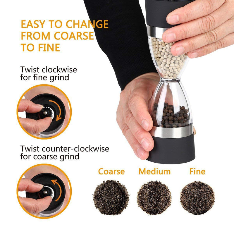 [Australia - AusPower] - Two-in-one dual-head salt and pepper manual grinder can put salt and pepper at the same time 