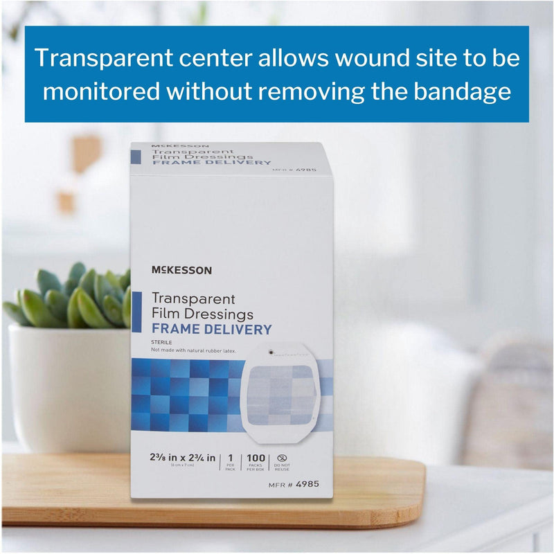 [Australia - AusPower] - McKesson Transparent Film Dressing, Sterile, Frame Delivery, 2 3/8 in x 2 3/4 in, 100 Count, 1 Pack 