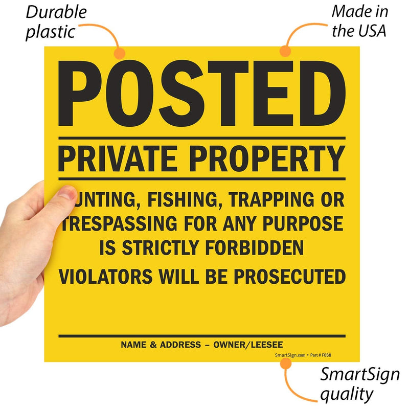 [Australia - AusPower] - Smartsign Posted - Private Property, Violators Will be Prosecuted Sign | 11" x 11" Plastic (Pack of 5) 