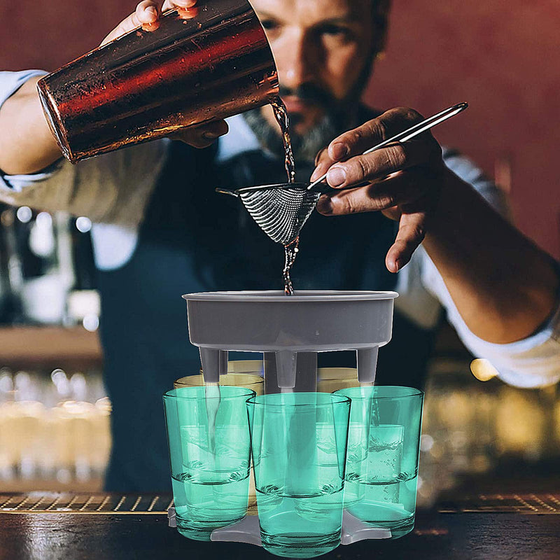 [Australia - AusPower] - 6 Shot Glass Dispenser and Holder, Bar Shots Dispenser Six Ways for Filling Liquids, Cocktail Dispenser, Dispenser With Slogan, Drinking Games Wine Dispenser (Gray) 