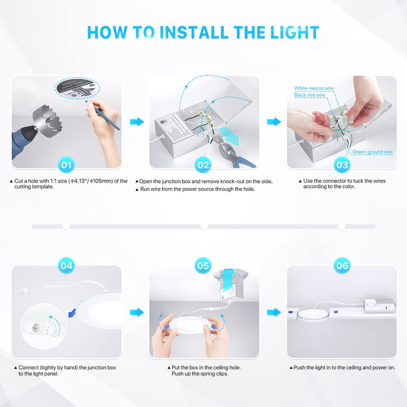 [Australia - AusPower] - Ensenior 1 Pack 4 Inch Ultra-Thin LED Recessed Ceiling Light with Junction Box, 2700K Soft White, 9W 75W Eqv, Dimmable Can-Killer Downlight, 750LM High Brightness - ETL and Energy Star Certified 2700k - Soft White 