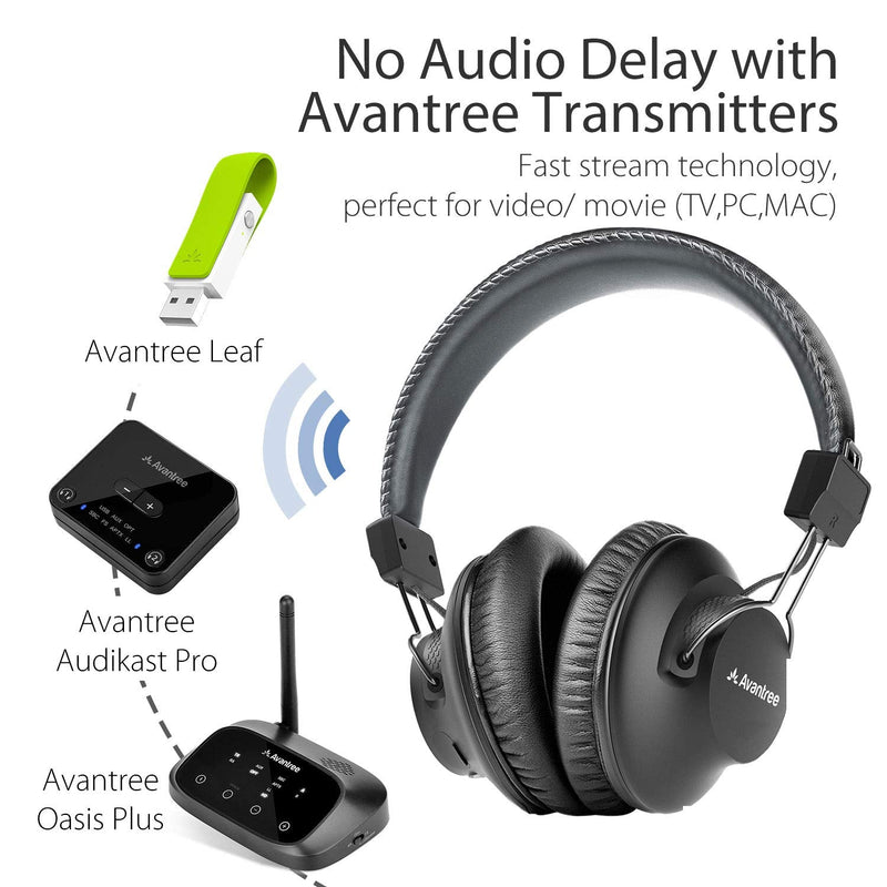 [Australia - AusPower] - Avantree Audition Bluetooth 5.0 40 hr Wireless & Wired Over Ear Headphones with Mic for Computer TV Watching, Extra Comfortable & Lightweight, HiFi Stereo Headset for PC Laptop Cell Phone – Gray 