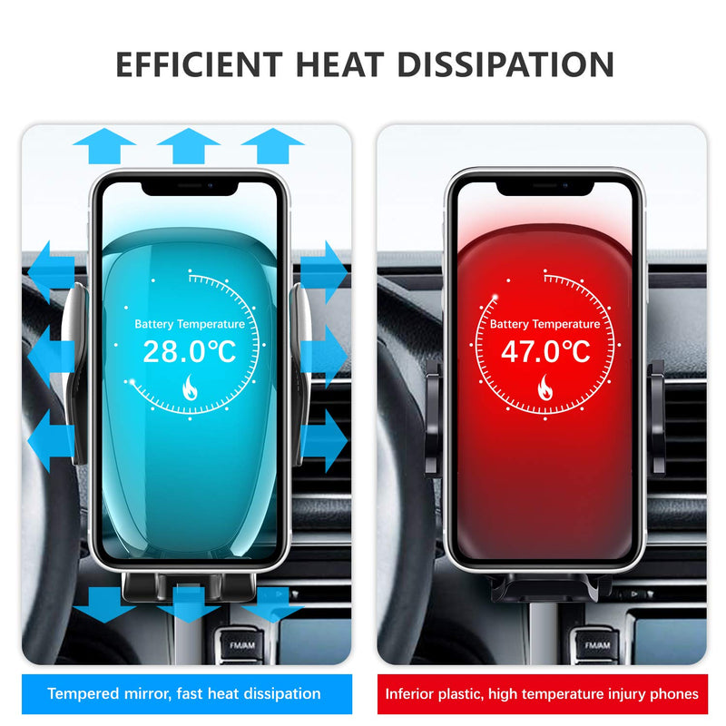 [Australia - AusPower] - Wireless Car Charger Holder, DM 10W Qi Fast Charging Air Vent Car Phone Mount Automatic Clamping Cell Phone Holder Compatible with iPhone 12/12 Por Max/11/11 Pro Max/Xs Max, Samsung Galaxy S21/S10 