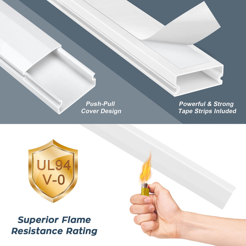 [Australia - AusPower] - 62.8in TV Cable Hider - Cord Hider Cable Management Wall, Cable Raceway Grey Wire Hider, Paintable Cable Concealer for Wall Mounted TV, Wall Wire Covers for Cords, 4* L15.7in *W1.2in *H0.59in Large 
