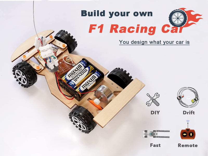 [Australia - AusPower] - Pica Toys Wireless Remote Control Car Kit F1, Science Project Kit for Kids/Students/Education, STEM Project Model Car Kits to Build, Ideal Choice for Family and School Classic 