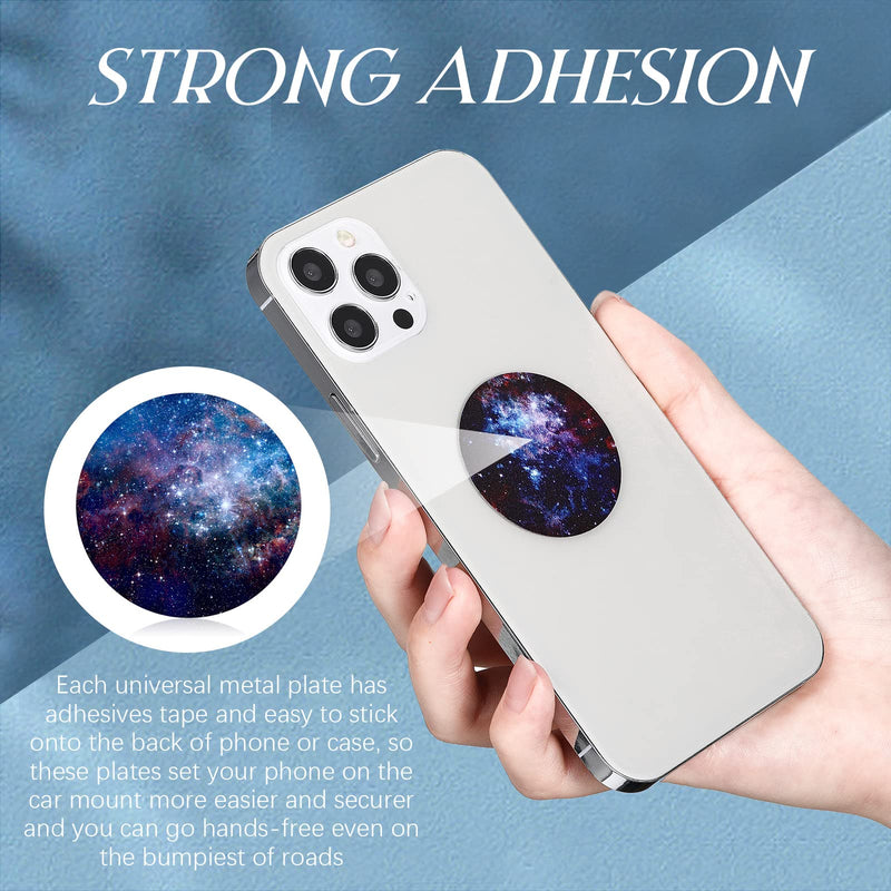 [Australia - AusPower] - 24 Pieces Replacement Mount Metal Plates Universal Metal Plate for All Magnetic Car Mounts, Cell Phone, Tablet Holder, 12 Rectangle and 12 Round (Purple and Blue, Delicate Style) Purple and Blue 