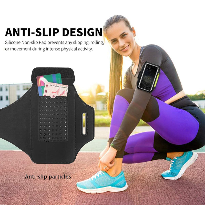 [Australia - AusPower] - Running Armband with Airpods Bag Cell Phone Armband for iPhone 12/11 Pro /11/XR/XS/X/8, Galaxy S9/S8 Water Resistant Sports Phone Holder Case & Zipper Slot Car Key Holder for 6.5 inch Phone Black (Up to 6.5'') 