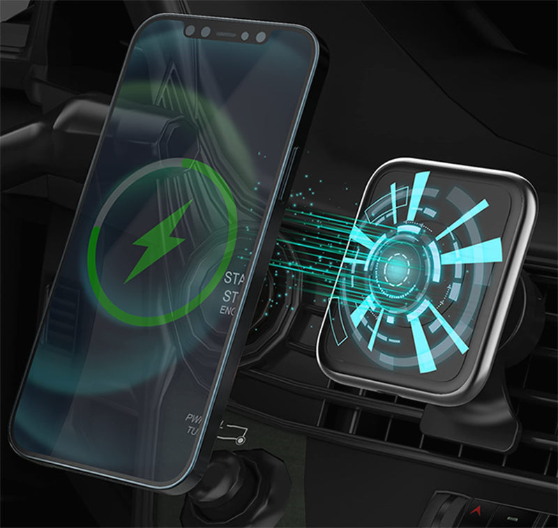 [Australia - AusPower] - Phone Mount for Car, 8AMTECH 15W Wireless Charging Car Phone Holder for Car Design for iPhone 13 Mini/13/13 Pro / 13 Pro Max / 12 Mini /12/12 Pro / 12 Pro Max 