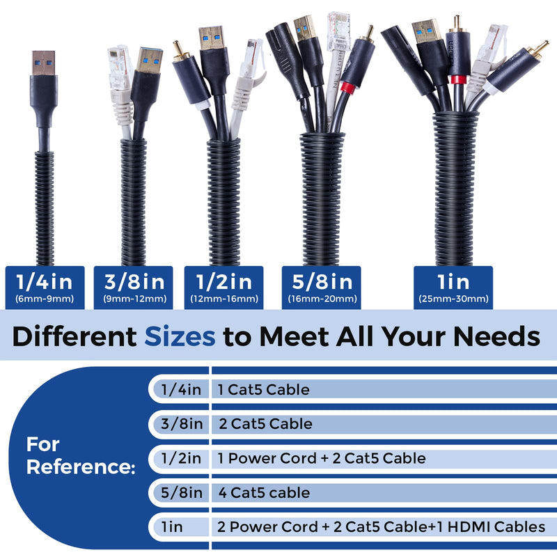 [Australia - AusPower] - YCLYC Cable Management, 10ft 1/2â€ Wire Loom Tubing Cord Protector, White Cable Sleeve Wire Wrap, Cord Wrap for Computer Cord Organizer, Office, Home, ect 1/2"-10ft 