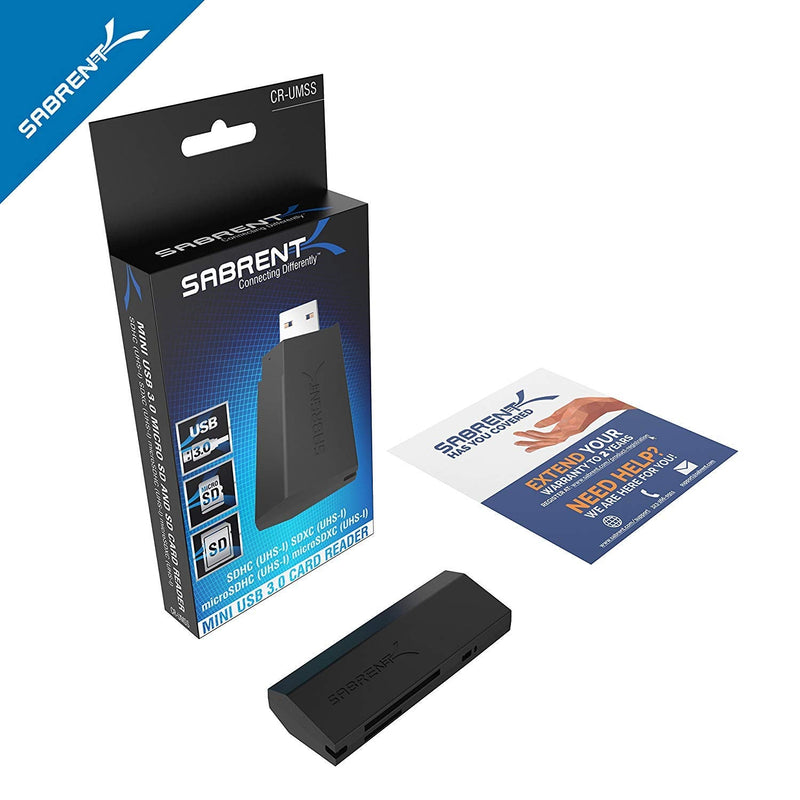 [Australia - AusPower] - SABRENT SuperSpeed 2-Slot USB 3.0 Flash Memory Card Reader for Windows, Mac, Linux, and Certain Android Systems - Supports SD , SDHC , SDXC , MMC / MicroSD , T-Flash [Black] (CR-UMSS) 2-Slot USB A 