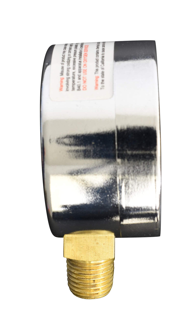[Australia - AusPower] - CARBO Instruments 2" Pressure Gauge, Chrome Plated Steel Case, Dry, 0-1500 psi/kPa, Lower Mount 1/4" NPT 