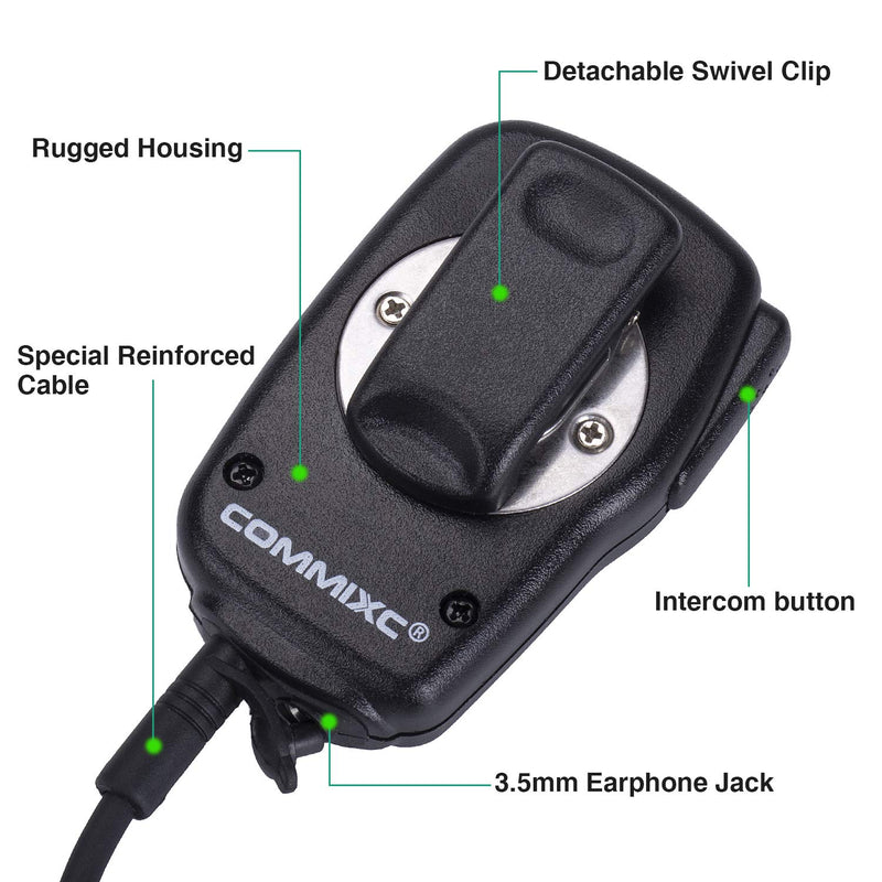 [Australia - AusPower] - COMMIXC Walkie Talkie Shoulder Mic, 2-Pin Speaker Mic with External 3.5mm Earpiece Jack, Compatible with Kenwood Bao Feng Two-Way Radios 