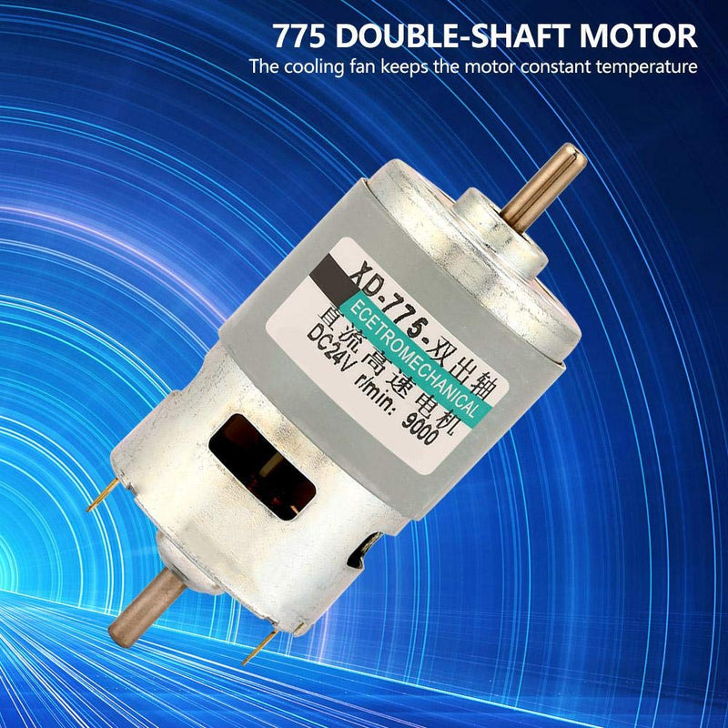 [Australia - AusPower] - 775 DC 12V/24V 50W High Torque Electric Motor, 4500/9000RPM Dual Output Shaft Ball Bearing Electric DC Motor Driver for DIY Parts by Walfron (24V9000RPM) 